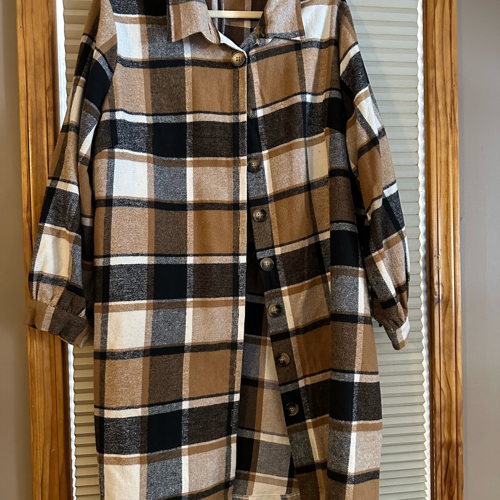 Plaid Button-Up Coat